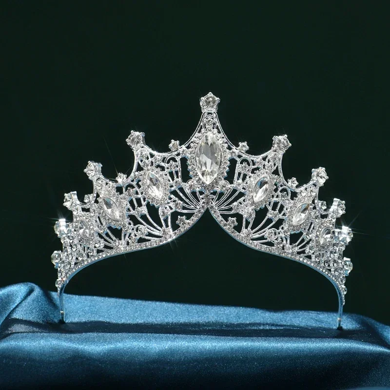 Crown Leaves Waterdrop Tiara Wedding Accessories Ladies Artificial Rhinestone Party Princess Elf Tiara Accessories