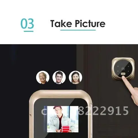 컬러 LCD 스크린 디지털 초인종, 90 도 문짝 눈 전자 구멍 카메라 뷰어, 야외 문짝 벨, 2.8 인치