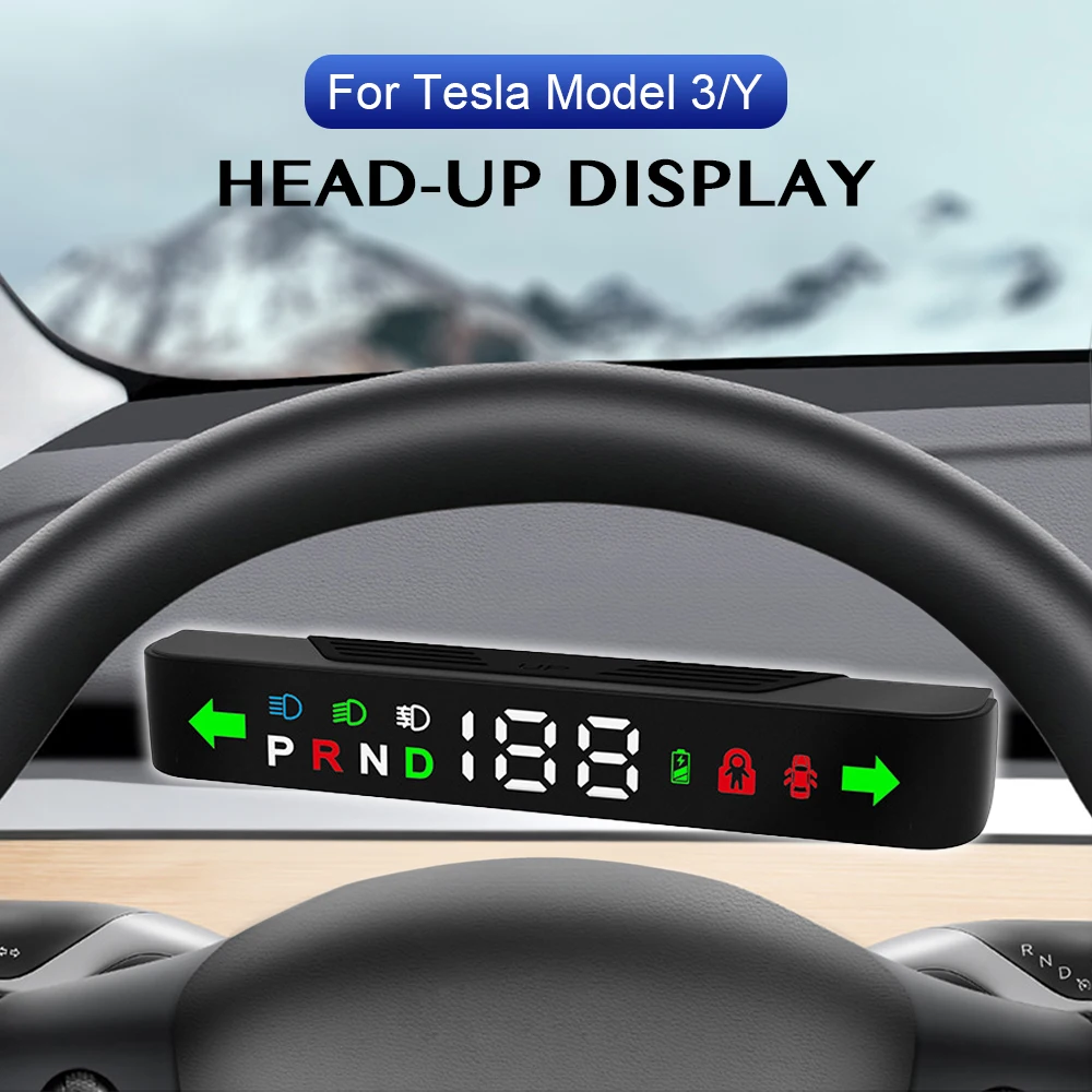 

HUD для Tesla Model 3 Y 2016-2023, Автомобильный дисплей на лобовом стекле, цифровой комплект тревоги, внешняя передача, монитор торможения, индикатор, спидометр