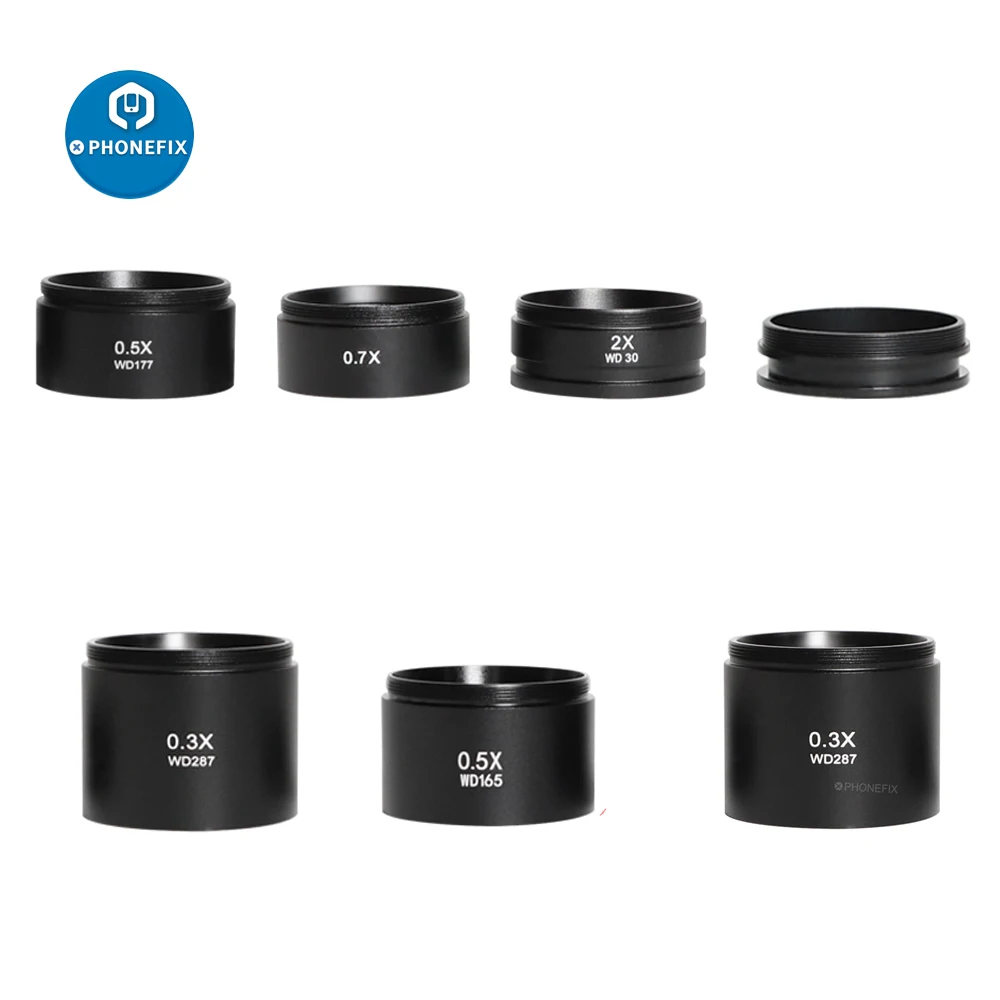 WD165 0.3X 0.5X 0.7X 1.0X 2.0X Barlow Auxiliary Objects Lens Microscope Camera Glass Lens For Trinocular Stereo Zoom Microscope 2