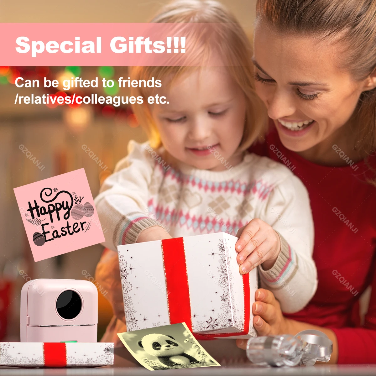 Mini Thermal Label Printer Smart Pocket Portable Photo Printer For Mobile Wireless Bluetooth Adhesive Sticker w/ Printing Paper