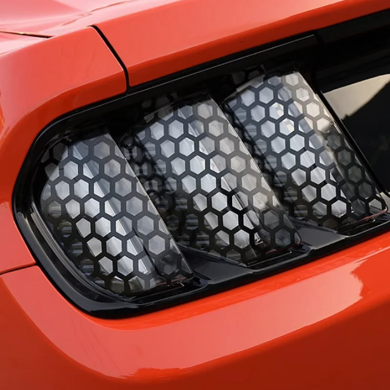 Bjmycyy Per Ford Mustang 15 Up 6 Pz/Set Fanali Posteriori Pellicola Black Trim Cover Paste Honeycomb Beehive Style Protector