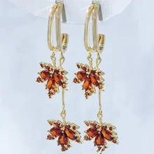  Korea New Red Maple Leaf Simple Earrings Fashion Temperament Joker Earrings Women's Jewelry 