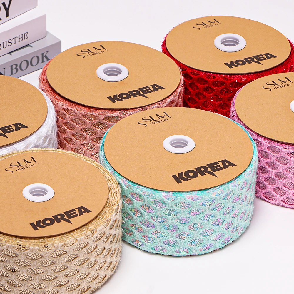 

70mm 10 Yards Roll Sequin Velvet Ribbon DIY Holiday Cheer Hair Bow Material Handmade Deco Accessories M3204793
