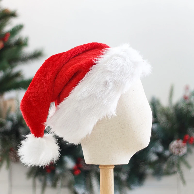 Santa Father Hat Adults Kids Christmas Hats Red White Polyester Xmas Fancy Dress Costume Hat Christmas Decoration Accessory