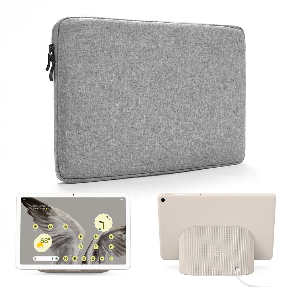 

for Google Pixel Tablet Bag Waterproof Canvas Flocking Sleeve Anti-Drop Zip Pouch Carry Cases Сумка Borsa Tasche Torba