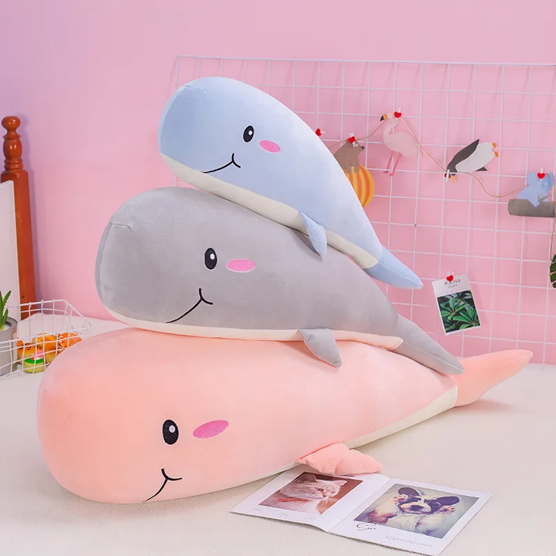 

Creative Soft Blue Pink Cuddly Whale Plush Toy Home Sofa Bed Lazy Animal Throw Pillows For Friends And Children's Birthday Gifts