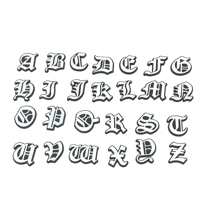 Old English Silver Alphabet Bling Shoe Clip Charms