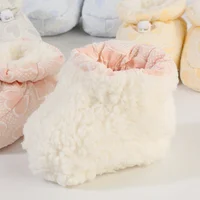 Fleece Baby Booties Warm Cozy Baby Slippers Soft Non-Slip Adjustable Newborn Boots for Boys Girls Winter Shoes Easy to Put on 5