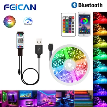 LED 스트립 조명 5050 USB 블루투스 유연한 램프 테이프, RGB 리본, TV 백라이트 장식, 1M, 2M, 3M, 4M, 5M, DC 5V