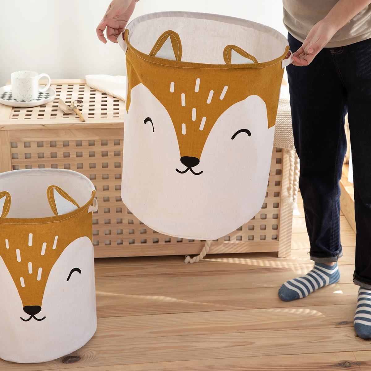 1PC Large Capacity Portable Laundry Basket Dirty Clothes Basket Fabric Laundry Basket Folding Storage Basket Household Storage B 6