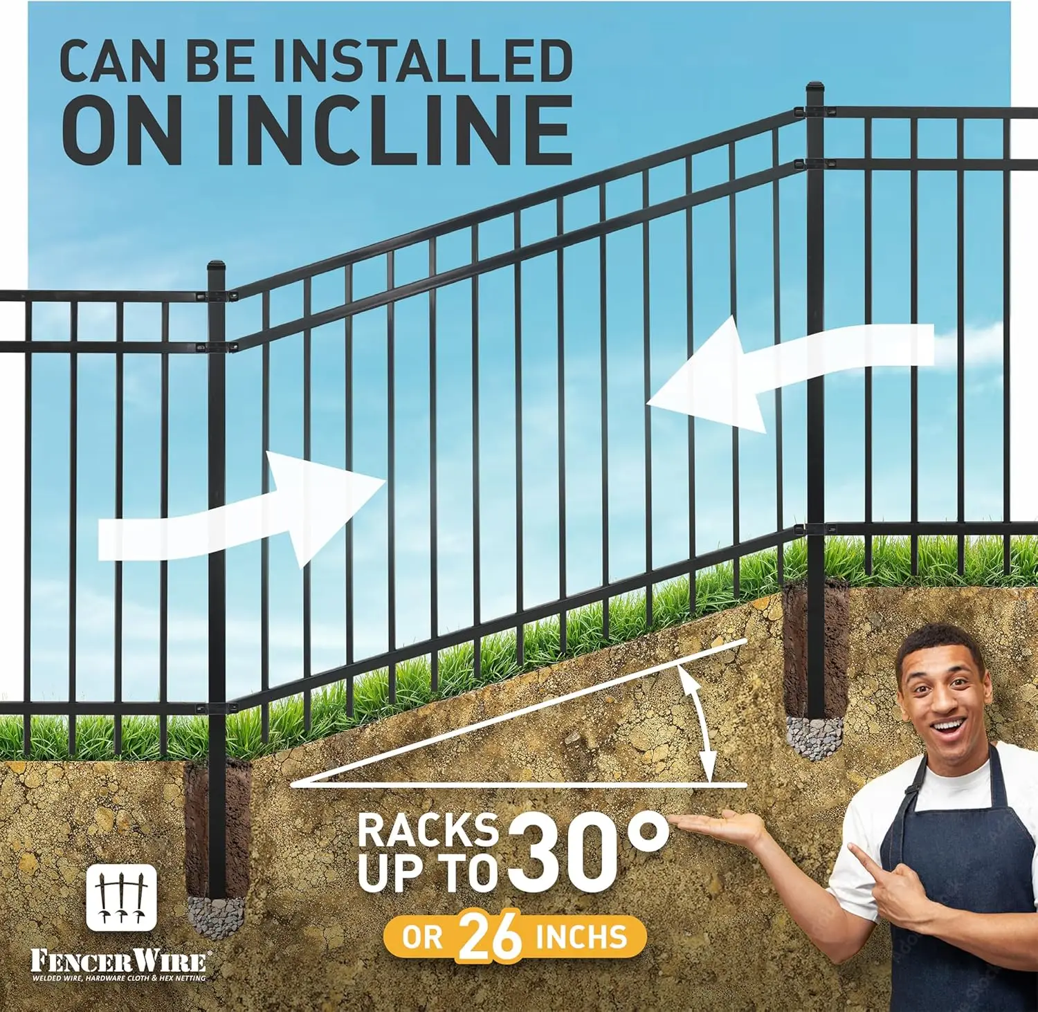 Fencer Wire 76Ft Heavy Duty Flat Top Fence Barrier Kit, Anti-Rust Metal Steel Fence With 6Ft Height X 8Ft Width Panels, Gate, 5