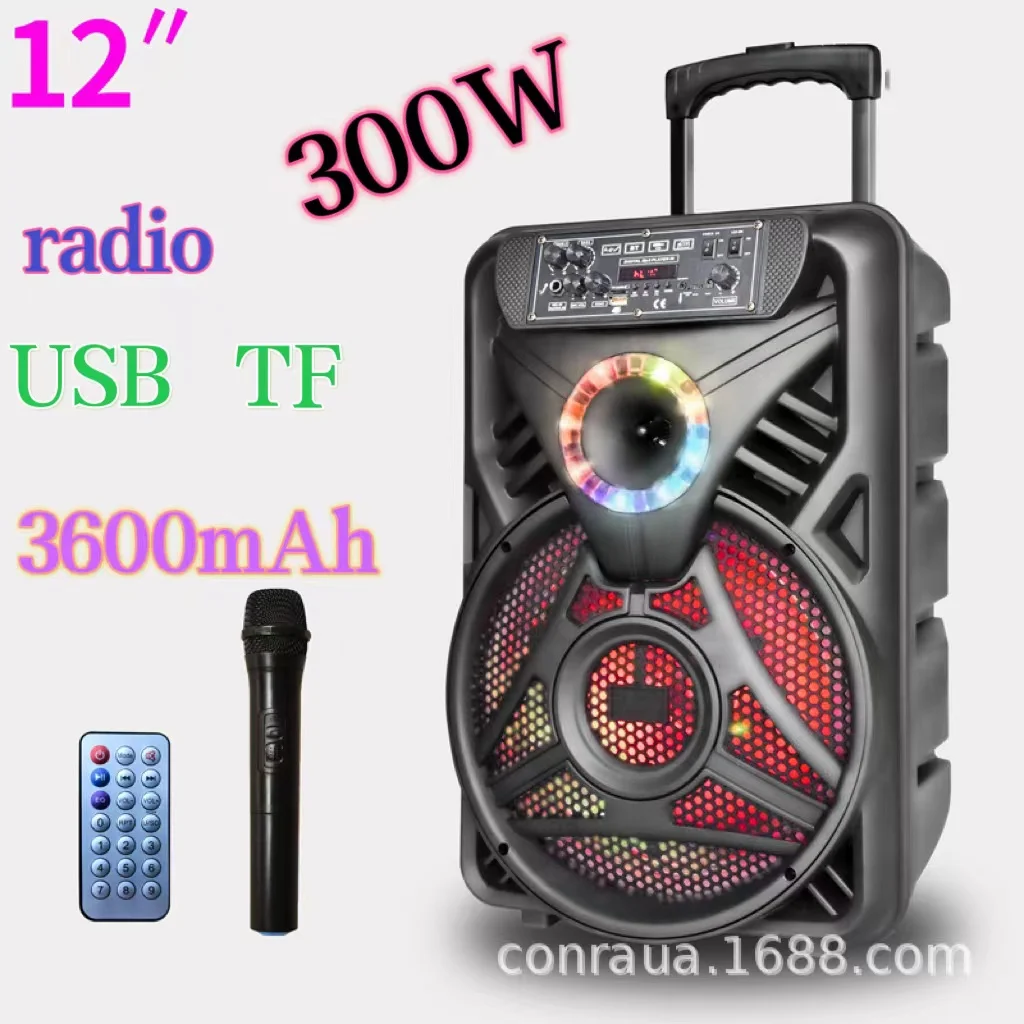 

300W High-Power Bluetooth Speaker 12 inch Outdoor Party Portable Stereo Surround Wireless Subwoofer Karaoke Speaker With Mic FM