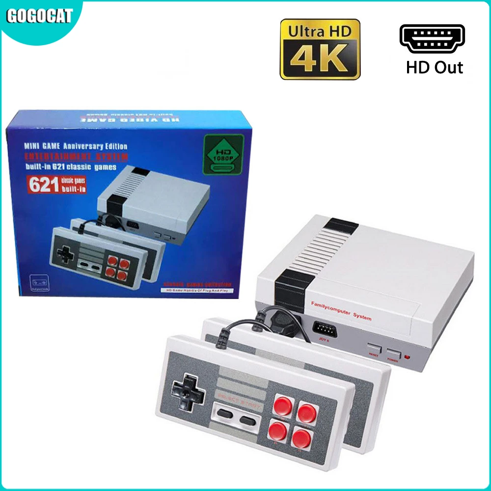 HD Output Mini TV Game Console 8 Bit Retro Video Game Wired Console Controller Built-In 621 Games Handheld Gaming Player Gift