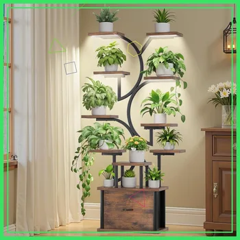 11-Tier Plant Stand with Grow Light and Storage Drawer 1