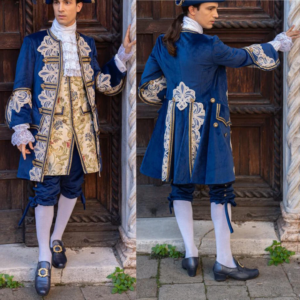 French Aristocrat Men's Rococo inspired trim Costume King Louis XVI  Cosplay Suit