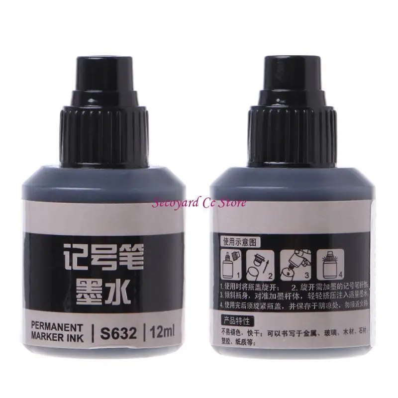 N3UC 12ml 딥 펜 잉크 병 검정/파랑/빨간색 잉크 만년필 서예 펜 미술 서예 쓰기 학생에게 사용 가능