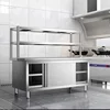Multi-functional Storage Kitchen Cabinets Stainless Steel Kitchen Worktop Sliding Door Cupboard Kitchen Cabinet for Restaurant X 2