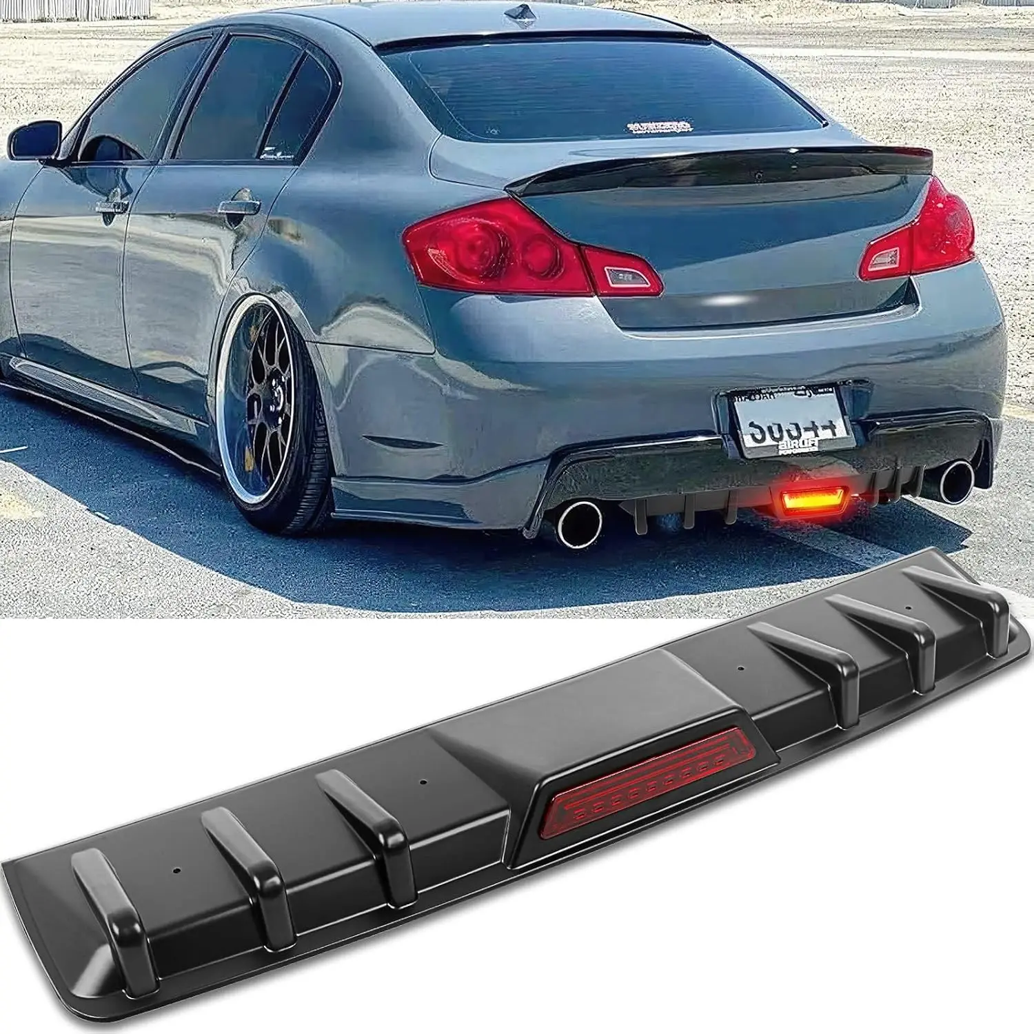 Difusor plano Universal para parachoques trasero de coche, 34 ", estilo aleta de tiburón, para Infiniti, Ford, Acura, TL, VW, Golf, Toyota, Nissan