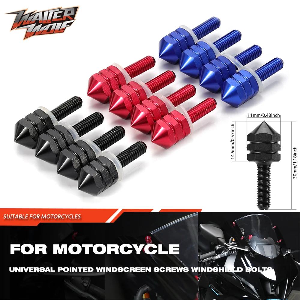 

4 Pcs Motorcycle Universal Windshield Bolts Pointed Windscreen Screws M5X16mm Refitting Motocross Equipments CNC