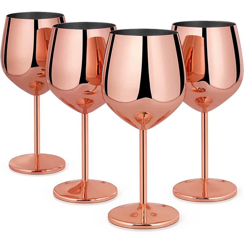 18oz 550ml 304 Stainless Steel Tall Wine Glass Large Capacity Drum-shaped Drop-resistant Plated Wine Glass