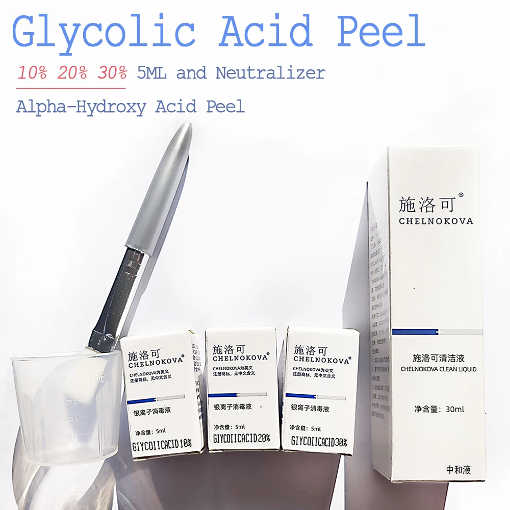 Buccia Di Acido Glicolico Aha 10% 20% 30% Neutralizzatore Alfa-Idrossiacido Peel Trattamento Di Bellezza Del Viso Dermatologia Di Routine Per La Cura 