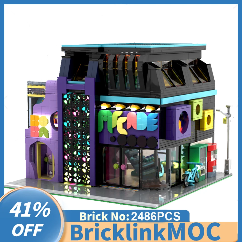 Новинка, 2486 шт., Лидер продаж, уличный вид, Moc, модульная дорожка для боулинга, бильярд и Боба, магазин креативных идей, детский Подарочный блок