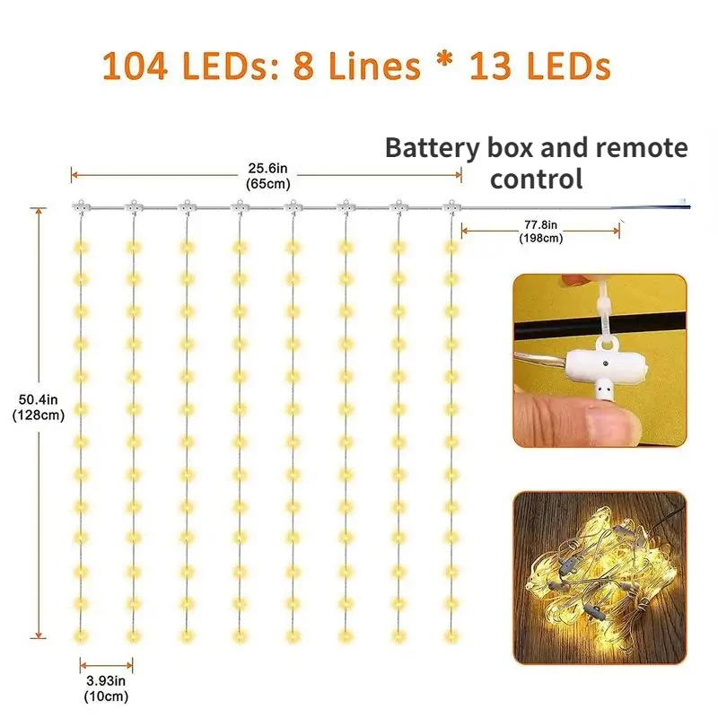 104 LED Parasol Garden Umbrella Light Outdoor Terrace Waterproof Solar Powered Lamp String for Garden Patio Fairy Lights Decor