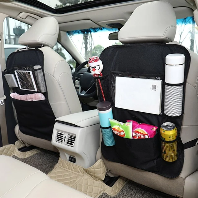 2 x Car Back Seat Organiser Tablet Holder Storage Kick Mats Kids