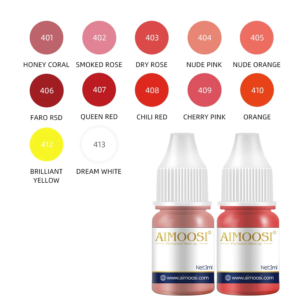 AIMOOSI Pigmento Professionale per Trucco Permanente, Inchiostro Ipoallergenico per Tatuaggi Labbra, Microblading e Lip Blushing Naturale per PMU - immagine 6