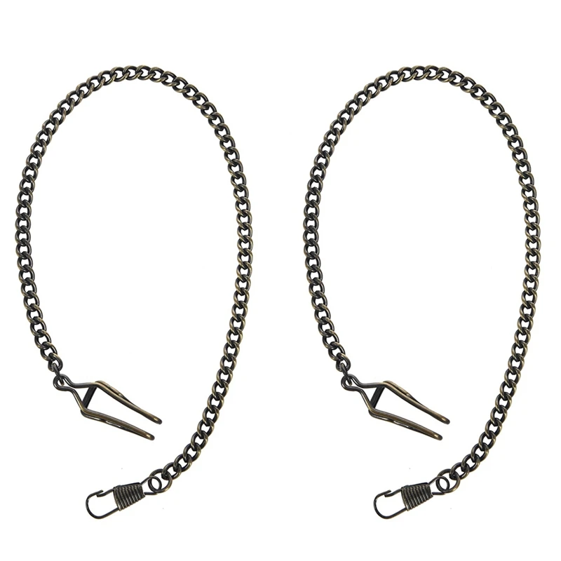 

2X Retro Antique Vintage Pocket Watch Chain Bronze