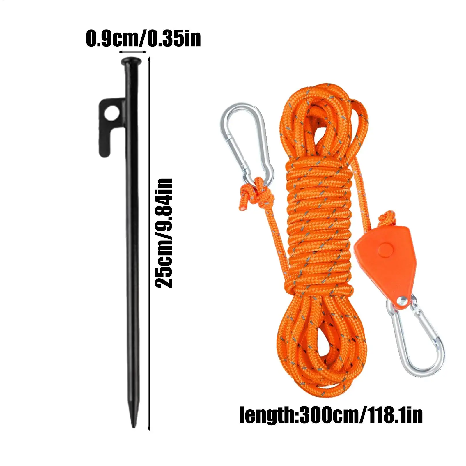 6Pcs Outdoor Tent Nail 6Pcs Adjustable Metal Gears Pulley Ropes Heavy Duty Steel Pegs Tent Stakes for Camping Awning Tent