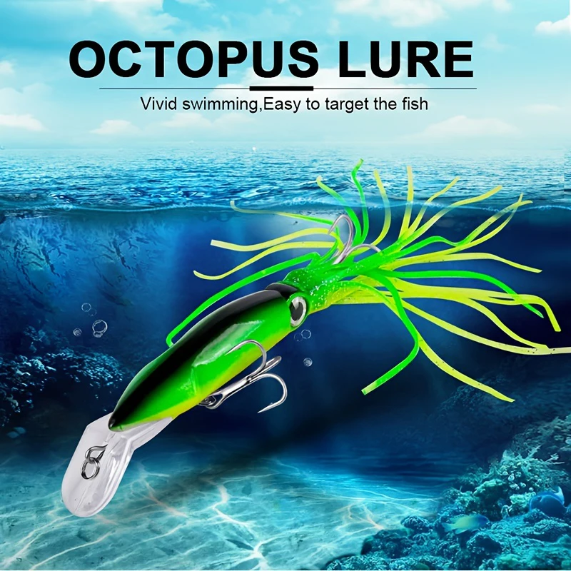 1 Pz 14Cm 40G Octopus Fishing Lure 7 Colori Squid Hard Bait Gancio In Acciaio Ad Alto Tenore Di Carbonio Octopus Crank Per Tonno Sea Allure Tools