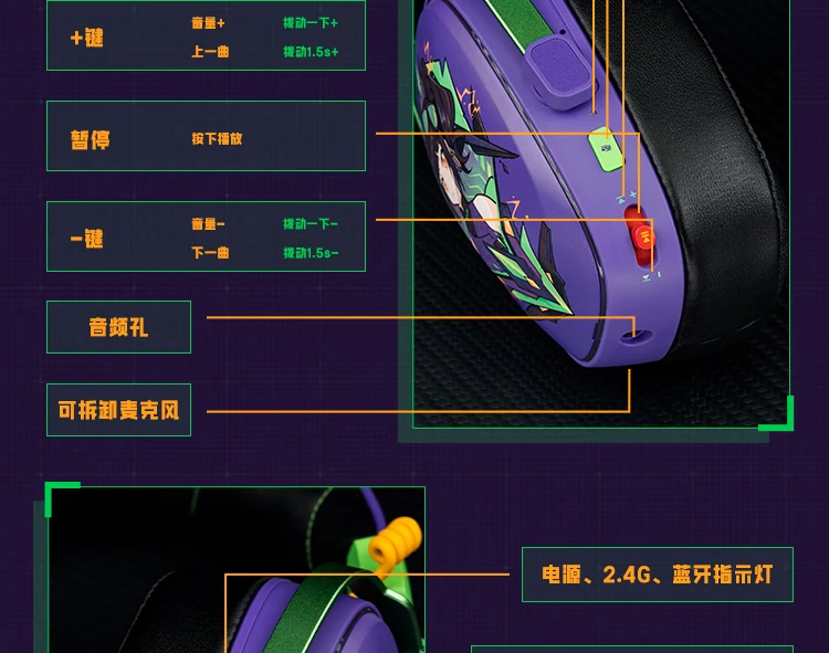 VALKYRIE VK S1 Gaming Headset Wireless Triple-Mode Detachable Microphone 15ms Ultra-low Latency Customized Gaming Headphones
