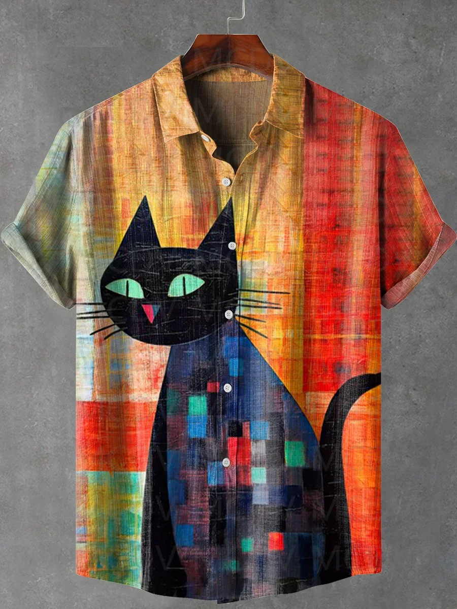 Cat Abstract Art Print T-shirt