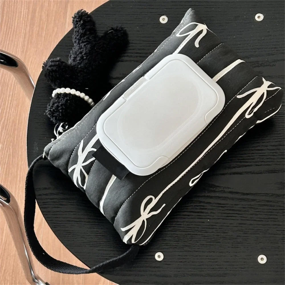 Cute Bow Flip Cover Tissue Box Kawaii Wet Wipes Case Car Home Hanging Bag Paper Holder Napkin Storage Container Paper Organizer 2