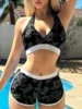 2025 Halter Sporty Bikinis Printed Swimsuit Women High Waist Shorts Swimwear Female Bathers Bathing Swimming Swim Suit Beachwear