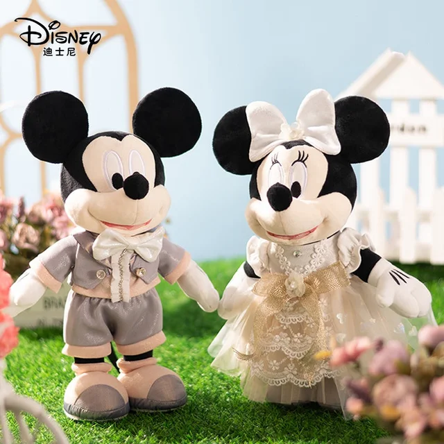 Disney Mickey and Minnie cute plush doll wedding dress style 