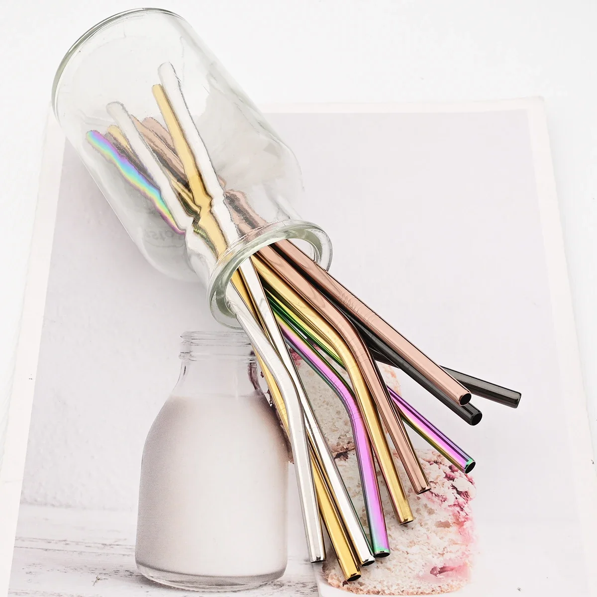 Deluxe Stainless Steel Reusable Straw Set with Cleaning Brush & Carry Bag - Eco-Friendly Drinkware Accessories