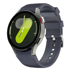 Dual-Material Premium Watch Strap - Silicone and Leather Bracelet Wristband for Watch 4 Classic 46MM (Midnight Blue)