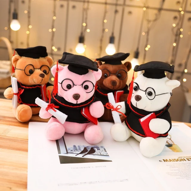 18 23cm Plush Graduate Bear Mascot Stuffed Animal Doll Sofa Throw Pillow Soft Comfort Sleeping Toy Graduation Gift 2