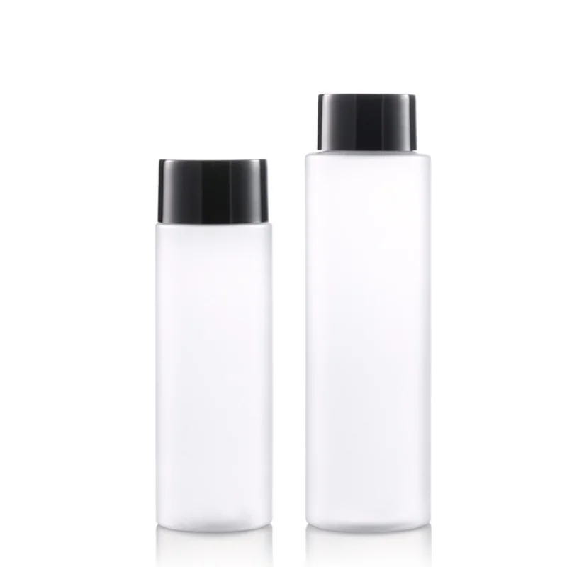 

20pcs Toner Bottle 100ml 200ml PET Plastic Frosted Cosmetic Facial Water Container Shiny Black Screw Lid Refillable Bottles