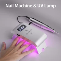 2-in-1 35000RPM Nail Machine Nail UV Lamp Nail Dryer Electric Rechargable Cordless Portable LCD Display For Manicure Power Bank 2