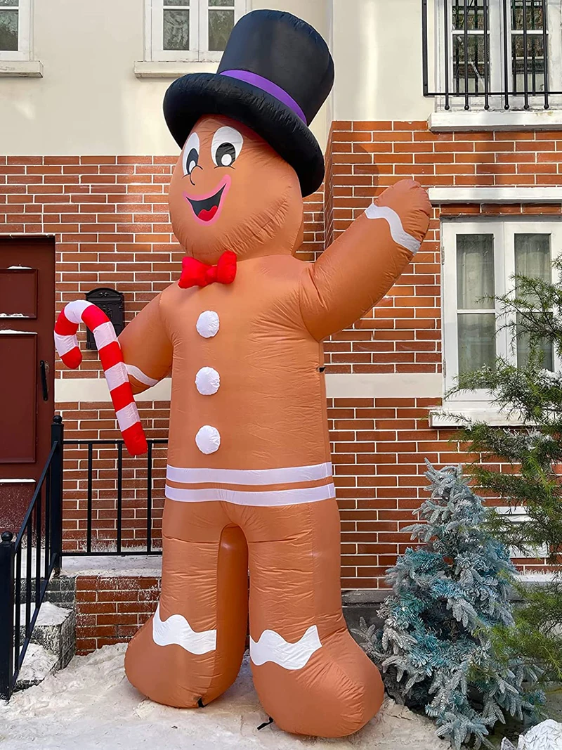 12 Foot Giant Christmas Inflatable Gingerbread Man Outdoor Christmas Decoration with Candy Cane LED Lights Yard Home Party Decor 3