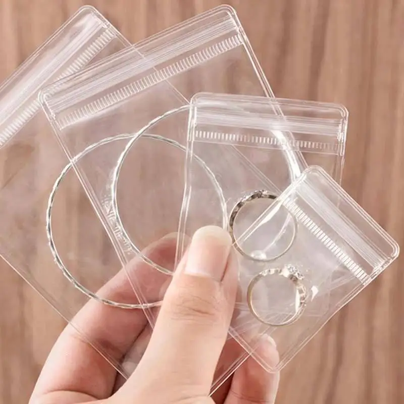 10/50pcs PVC Self Sealing Plastic Jewelry Zip Lock Bags Reclosable