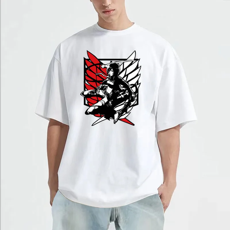 

Fashion Short Sleeves T-shirt Women Outfits Male Clothing Tees Japanese Anime Attack on Titan Tees Men Manga Graphic T Shirts