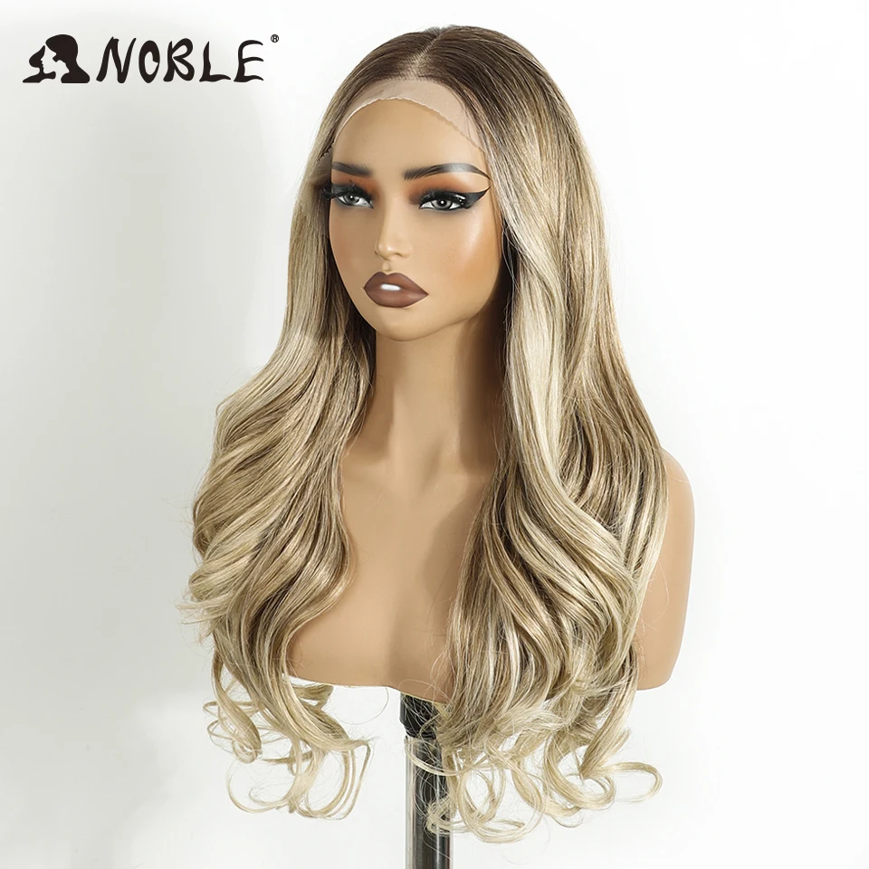 Noble HD Transparent 13X4 Lace Body Wave Ombre Blonde Highlight Wigs 24 Inch Baby Hair Lace Frontal Wig Wave Lace Wig For Women