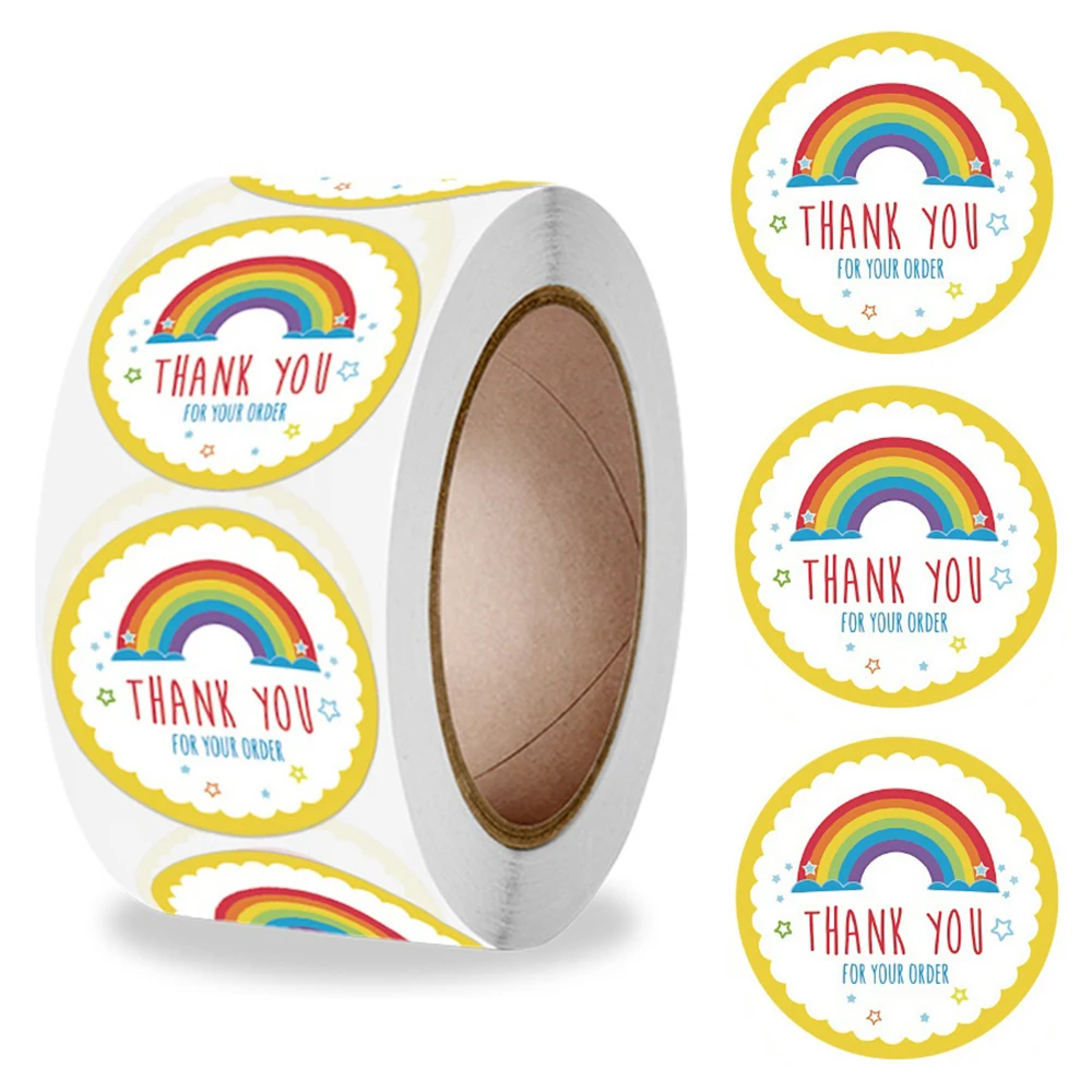 

100-500 шт. Мультяшные голубые наклейки с надписью Thank You, милые радужные солнцезащитные наклейки, подарок ручной работы, наклейки для детей