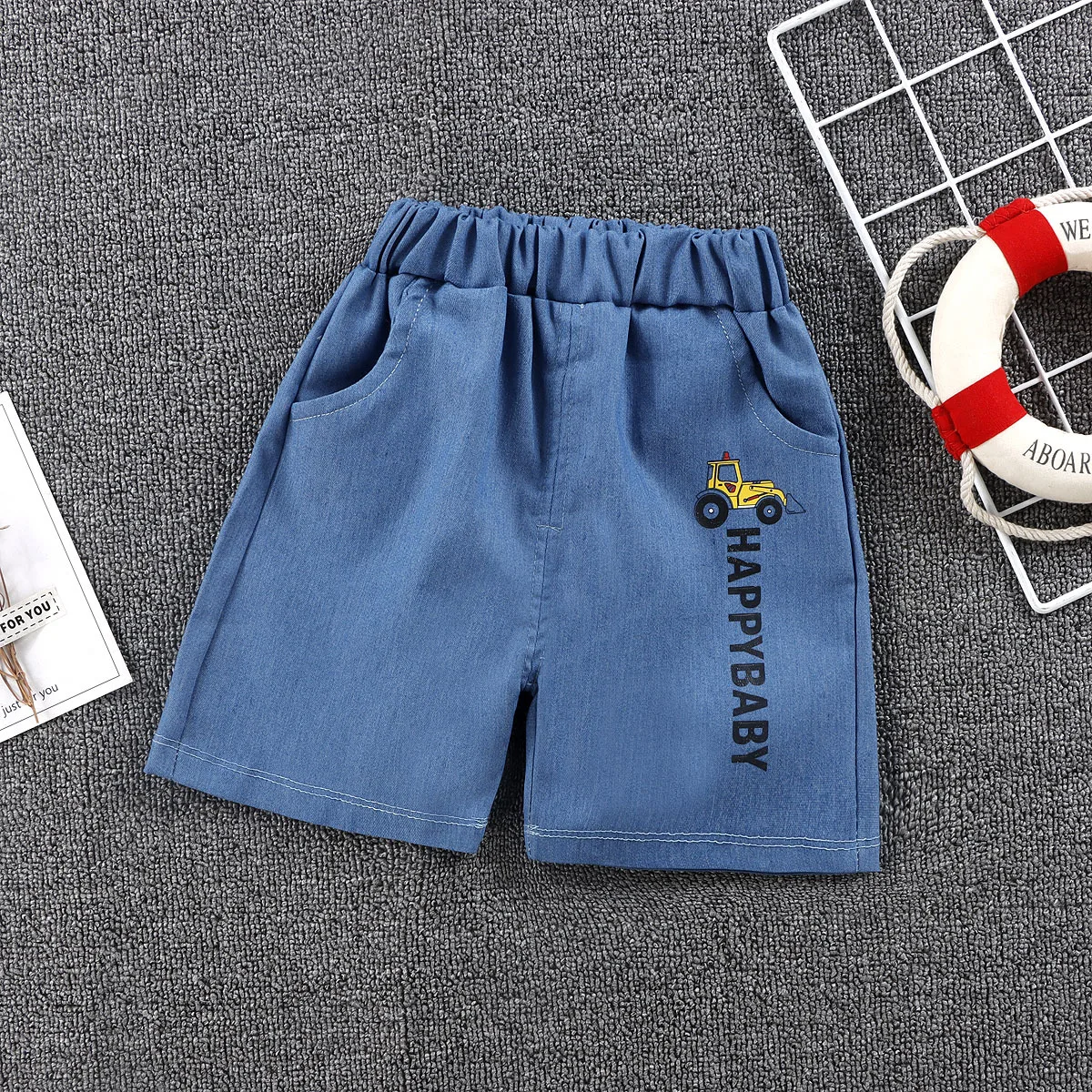 Pantalones Cortos Vaqueros Bordados Y2K Para Adolescentes, Cintura Elástica Con Cordón, Estilo Holgado, Azul Retro