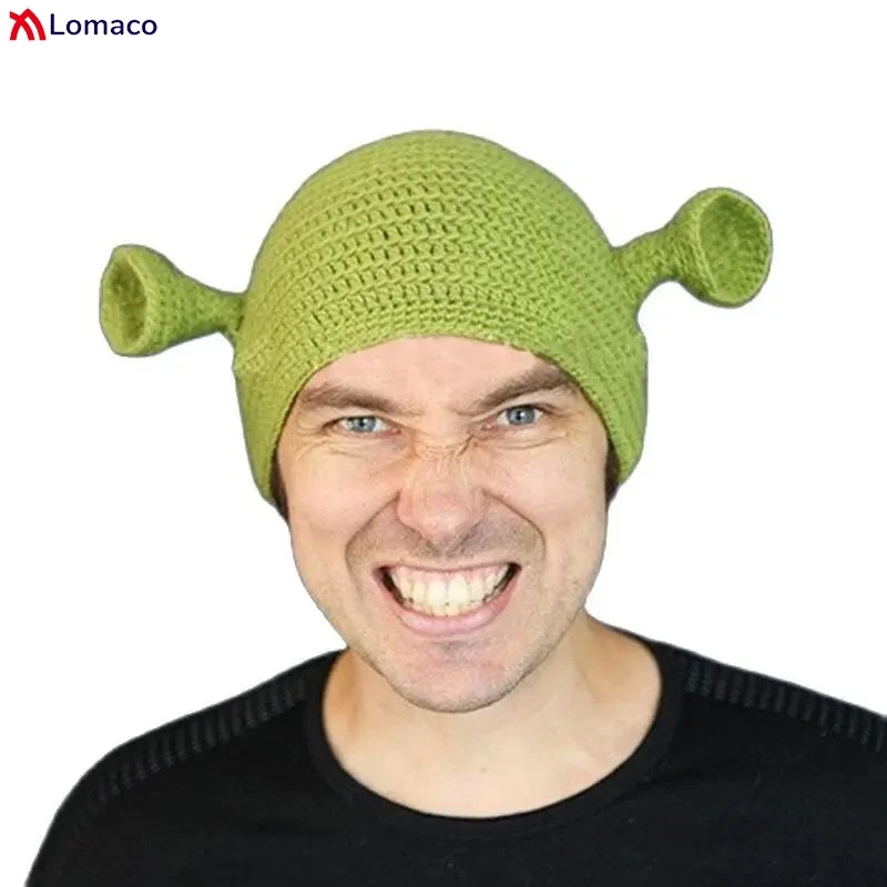 Winter Hats For Women Men Children Balaclava Monster Shrek Wool Hat Creative Funny Trumpet Caps Pure Hand Knitted Cap